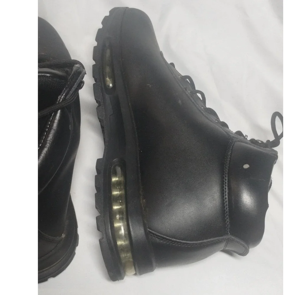 M-Gear Mens Black Leather Air Cushion Hiking Work Boots Size 13 Round Toe LaceUp